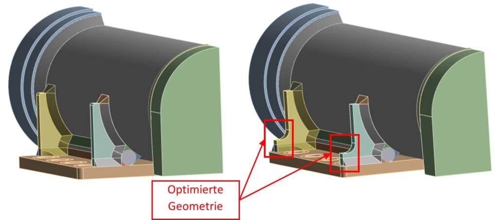 Links ursprüngliche, rechts optimierte Geometrie